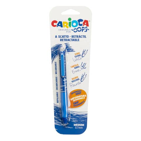 Penne a scatto cancellabili Carioca OOPS inchiostro termosensibile M 0,7 mm blu 43042/02